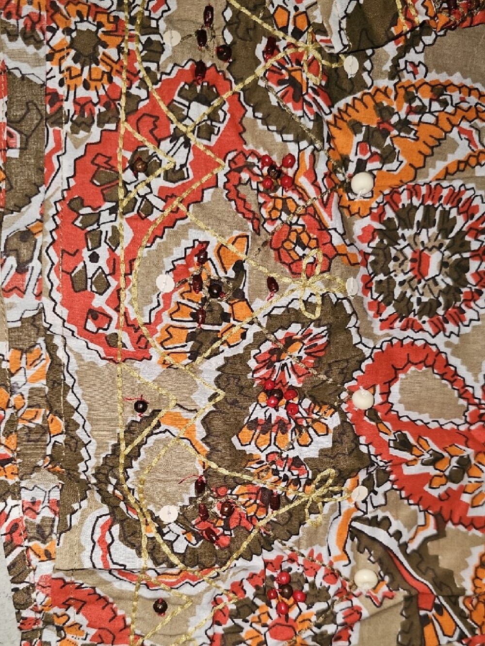 Avenue Paisley Maxi Skirt in Tan, Coral, Olive & White - Picture 4 of 4